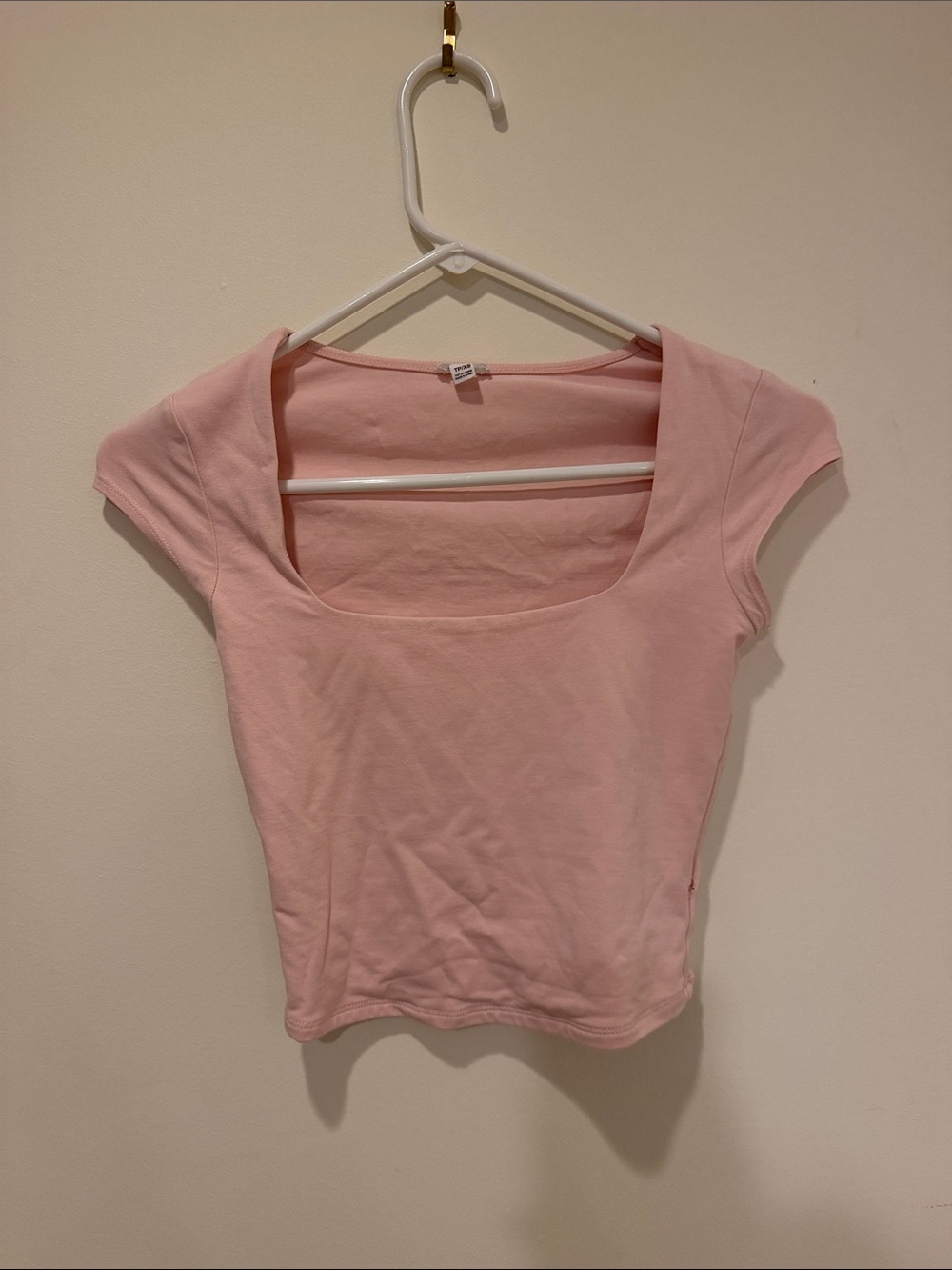 Garage Light Pink Square-Neck Short Sleeve Tee